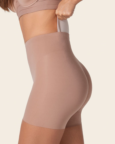 Undetectable padded butt lifter shaper short#color_857-brown