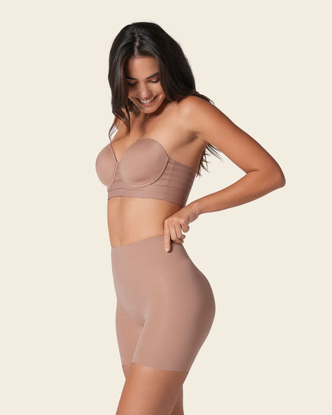 Undetectable padded butt lifter shaper short#color_857-brown