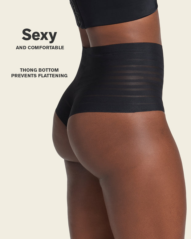 Lace stripe high-waisted cheeky hipster panty