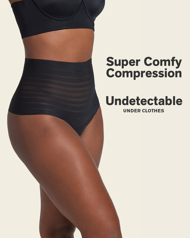 Lace stripe high-waisted cheeky hipster panty