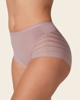 Lace stripe undetectable classic shaper panty#color_s02-rosewood-blue-brown