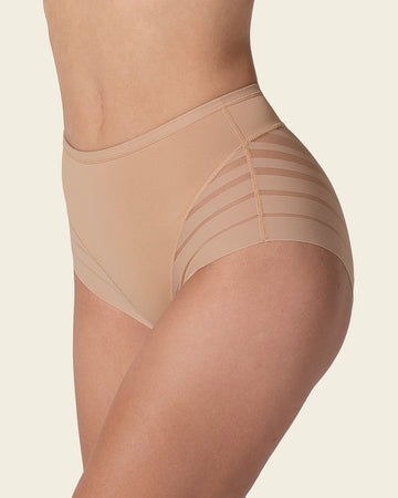 Lace stripe undetectable classic shaper panty#color_801-golden-beige