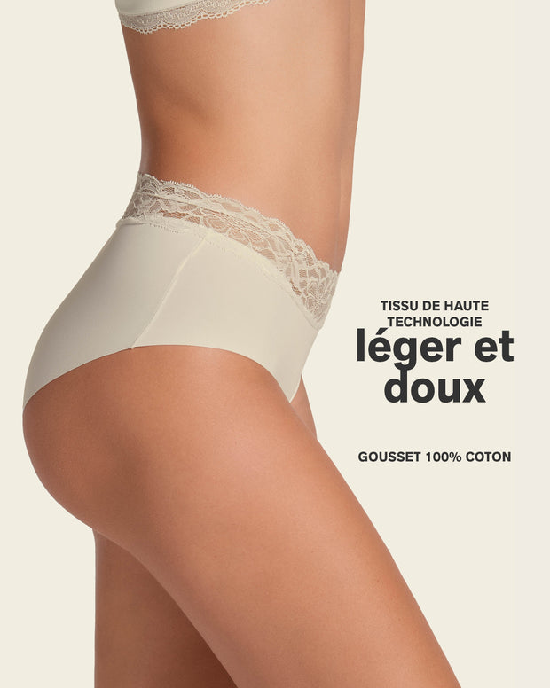 Ultra light lace trim hipster panty