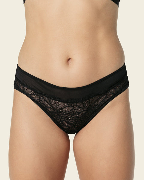 Mid-rise sheer lace cheeky panty#color_700-black