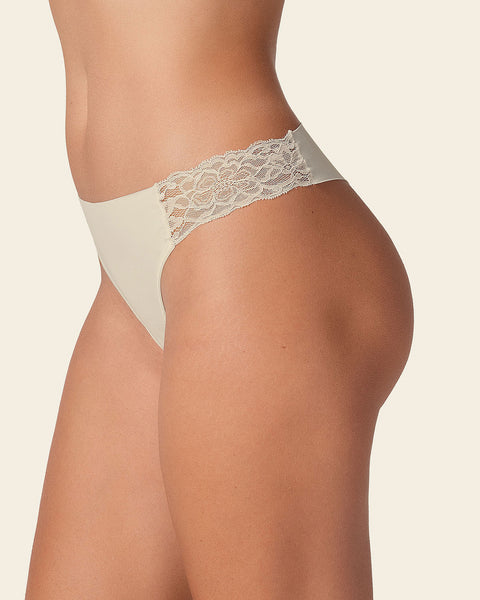 Lace side seamless thong panty#color_253-ivory