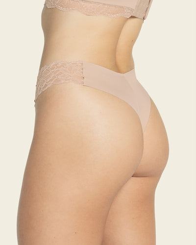 Lace side seamless thong panty#color_802-nude