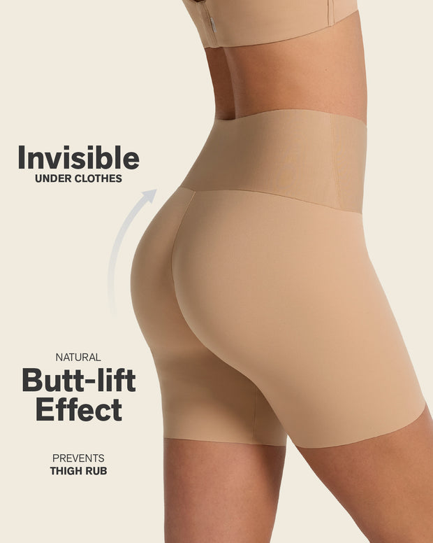 Stay-in-place seamless slip short