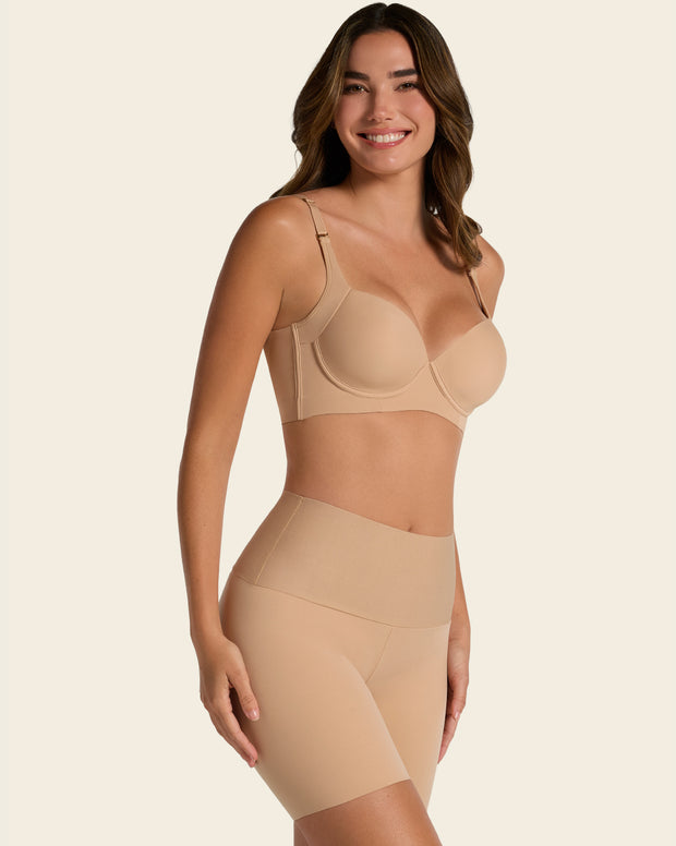 Stay-in-place seamless slip short