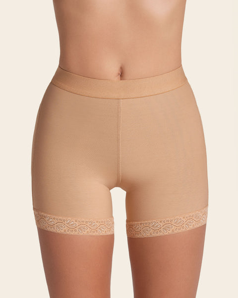 Mid-rise sculpting butt lifter shaper short#color_880-natural-tan