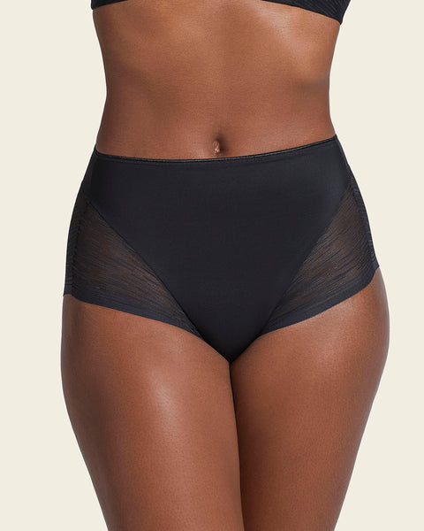 High-waisted sheer lace shaper panty#color_700-black