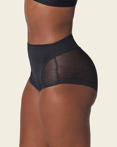 High-waisted sheer lace shaper panty#color_700-black