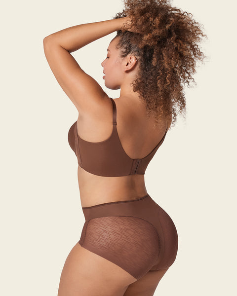 High-Waisted Sheer Lace Shaper Panty#color_875-dark-brown