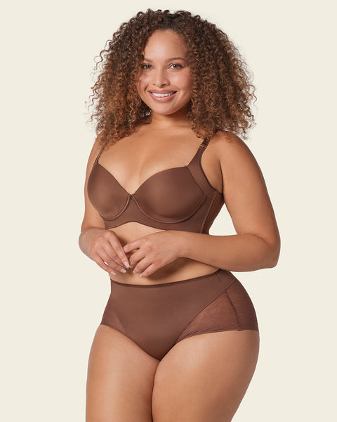 High-Waisted Sheer Lace Shaper Panty#color_875-dark-brown