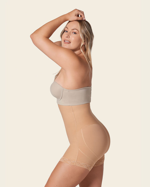 Firm tummy control shaper strapless short with butt lifter#color_880-natural-tan