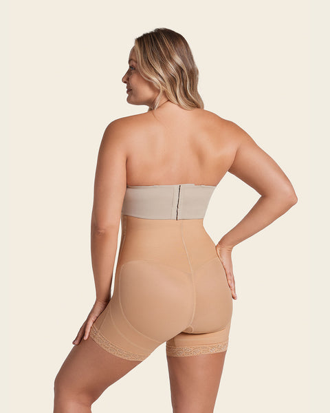 Firm tummy control shaper strapless short with butt lifter#color_880-natural-tan