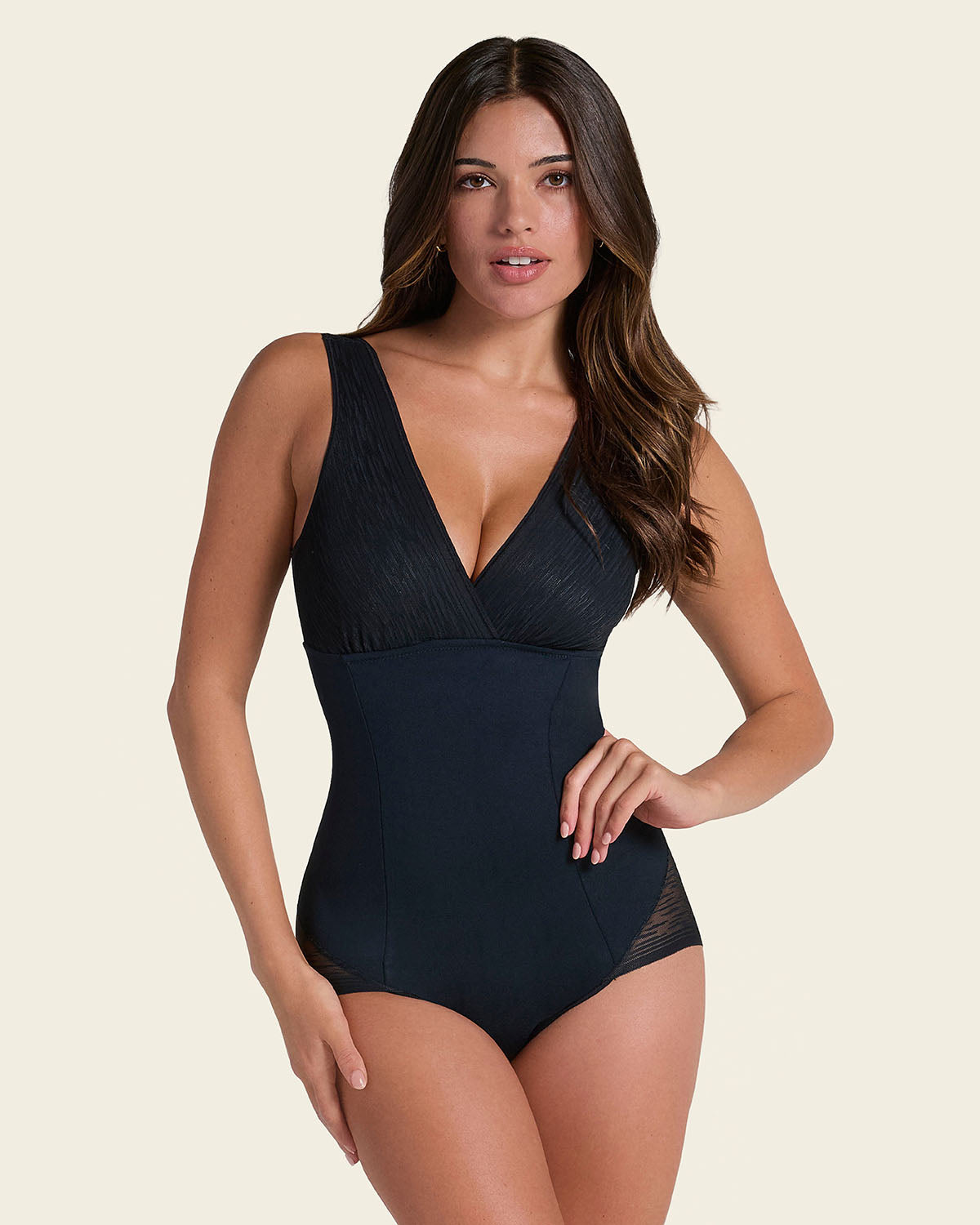 トップス josemoon SHEER BODY SUITS Leonisa-Sheer Stripe Detail Sculpting Bodysuit-018517 – The