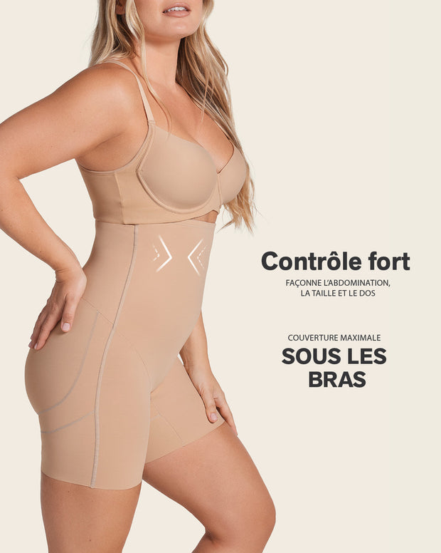 Strapless sculpting step-in body shaper with short bottom