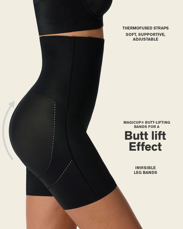 Strapless sculpting step-in body shaper with short bottom
