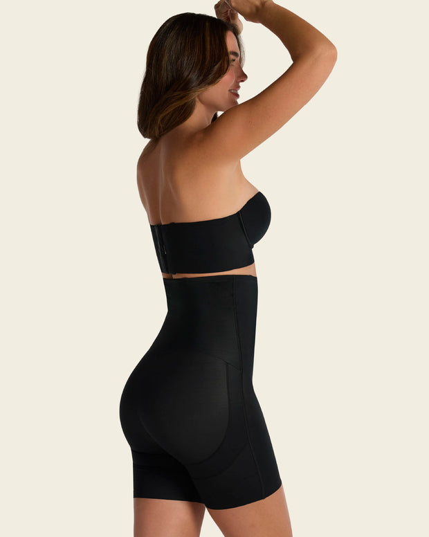Strapless sculpting step-in body shaper with short bottom