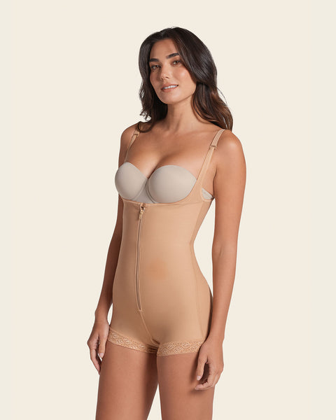 Boyshort bottom body shaper with firm compression#color_880-natural-tan