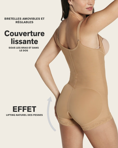 Boyshort bottom body shaper with firm compression#color_880-natural-tan