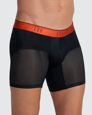 High-Tech Mesh Boxer Brief with Ergonomic Pouch#color_712-black-with-orange-elastic