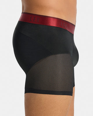 High-Tech Mesh Boxer Brief with Ergonomic Pouch#color_b15-black-with-red-elastic