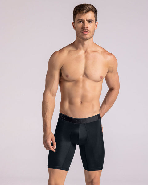 Microfiber Long Boxer Brief with Ergonomic Pouch#color_701-black