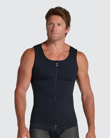 Compression vest with double layer of fabric on abdomen and back#color_700-black
