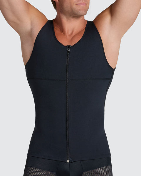 Gilet de compression avec double couche de tissu sur l'abdomen et le dos