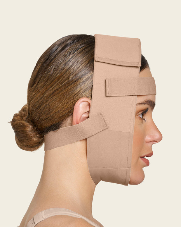 Post-surgical facial compression wrap