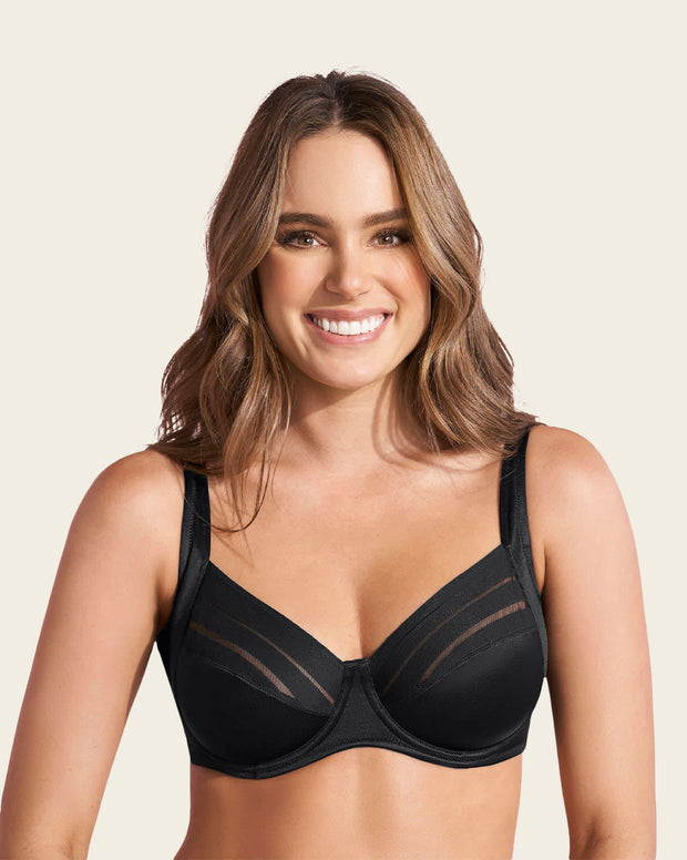 Lace stripe natural support classic bra