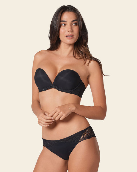 The 3d bra: triple push-up plunge bra#color_700-black