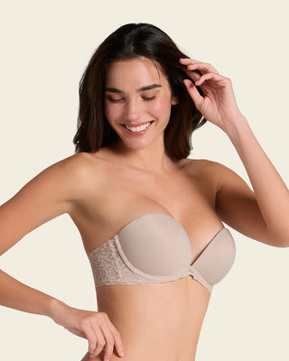 The 3d bra: triple push-up plunge bra#color_802-nude