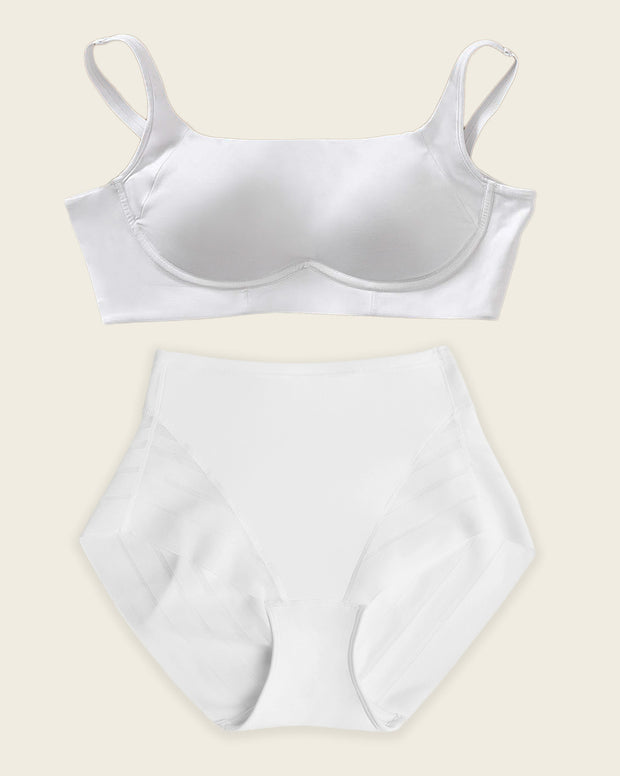 Everyday Bra + Stripe Undetectable Shaper Culotte en Blanc