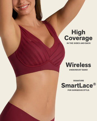 Daily Lace Wireless Support Bra#color_240-wine