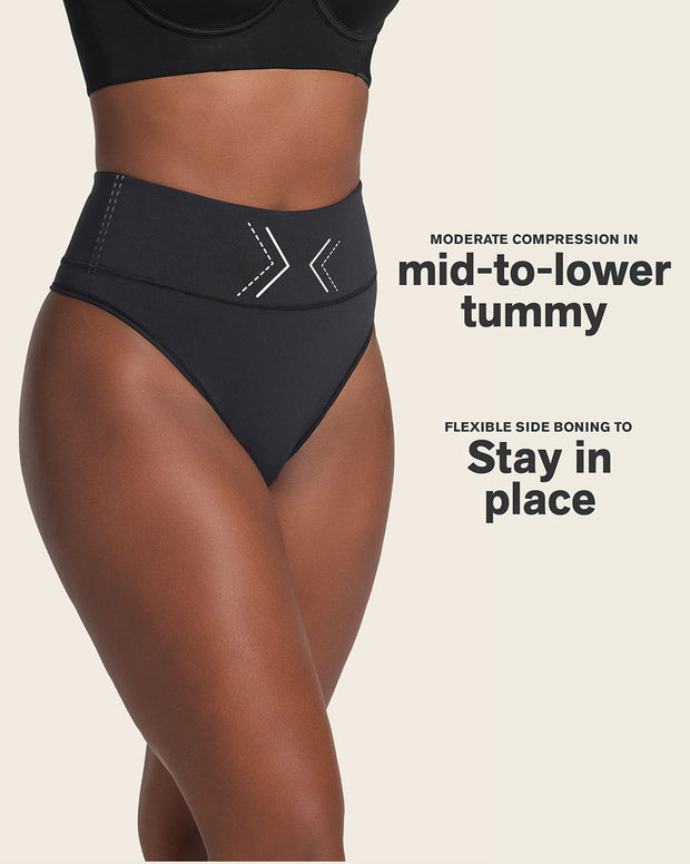 High-waisted seamless moderate shaper thong panty