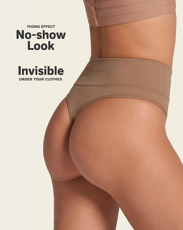 High-waisted seamless moderate shaper thong panty