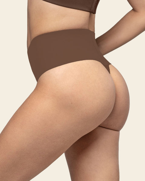 High-Tech High-Waisted Sculpting Thong#color_875-dark-brown