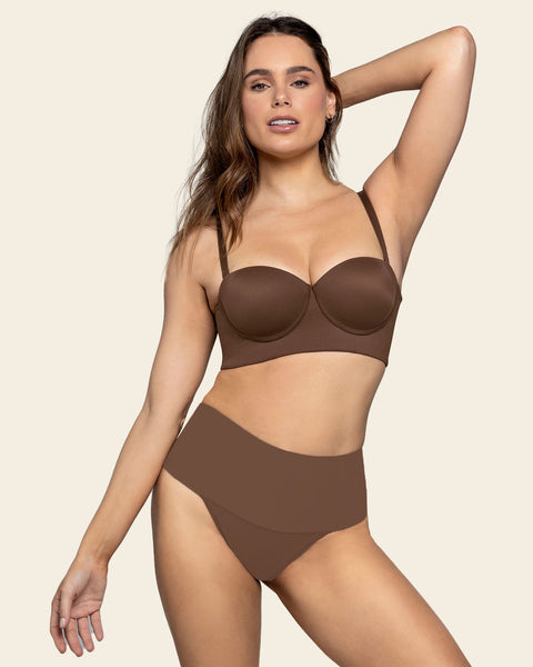 High-Tech High-Waisted Sculpting Thong#color_875-dark-brown