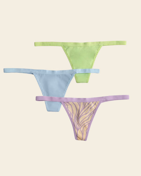 3-Pack Invisible G-String Thong Panties#color_s44-green-blue-lilac