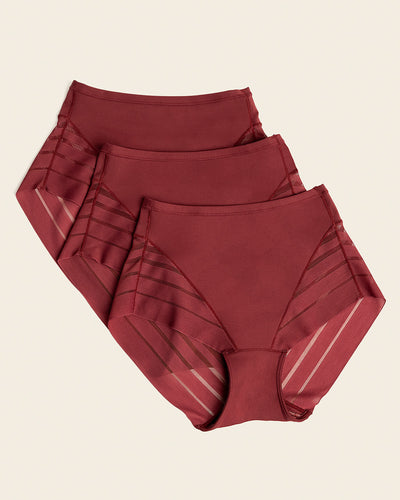 Lace stripe undetectable classic shaper panty#color_382-red-wine