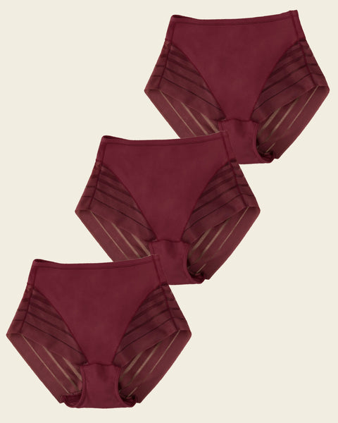 Lace stripe undetectable classic shaper panty#color_382-red-wine