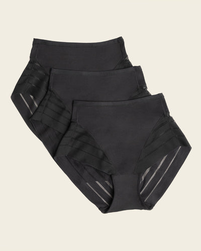Lace stripe undetectable classic shaper panty#color_700-black