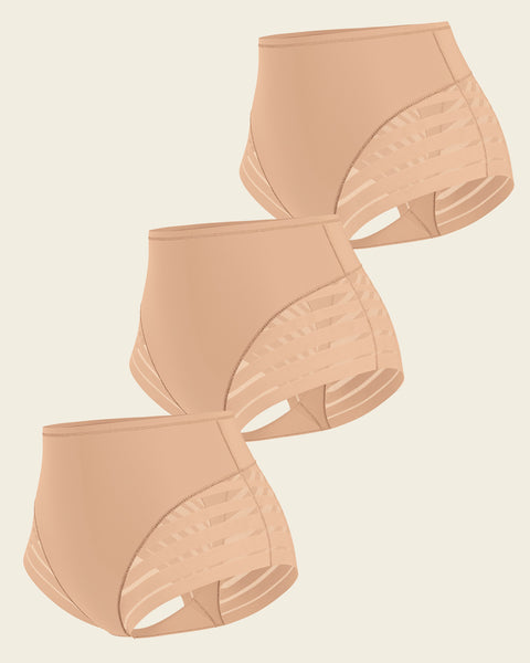 Lace stripe undetectable classic shaper panty#color_801-golden-beige