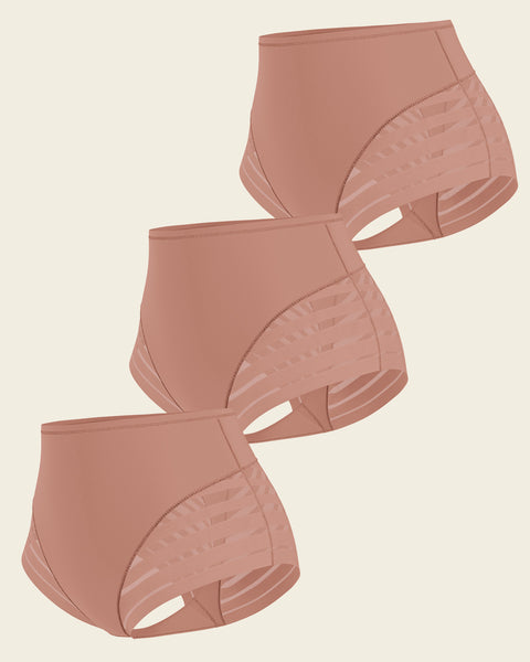Lace stripe undetectable classic shaper panty#color_857-brown