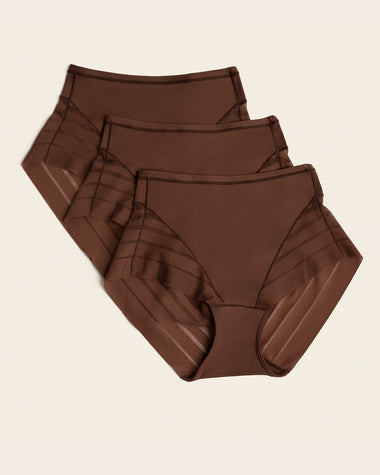 Lace stripe undetectable classic shaper panty#color_875-dark-brown