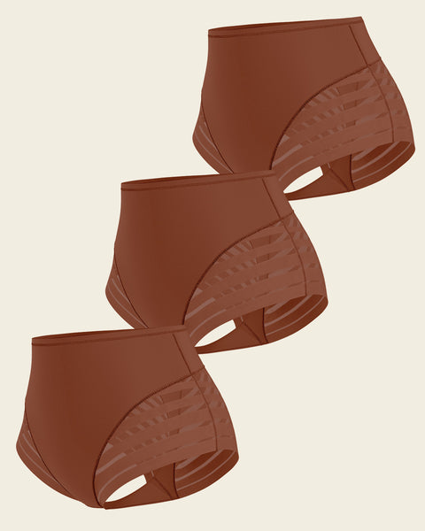 Lace stripe undetectable classic shaper panty#color_875-dark-brown