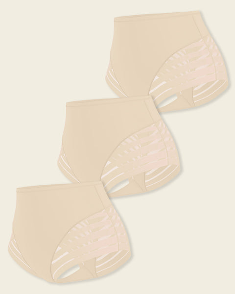 Lace stripe undetectable classic shaper panty#color_898-ivory