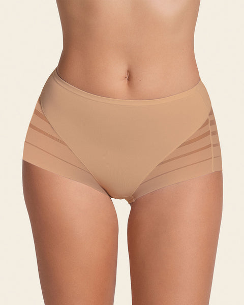 Lace stripe undetectable classic shaper panty#color_801-golden-beige